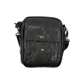 Aeronautica Militare Sleek Black Leather Shoulder Bag