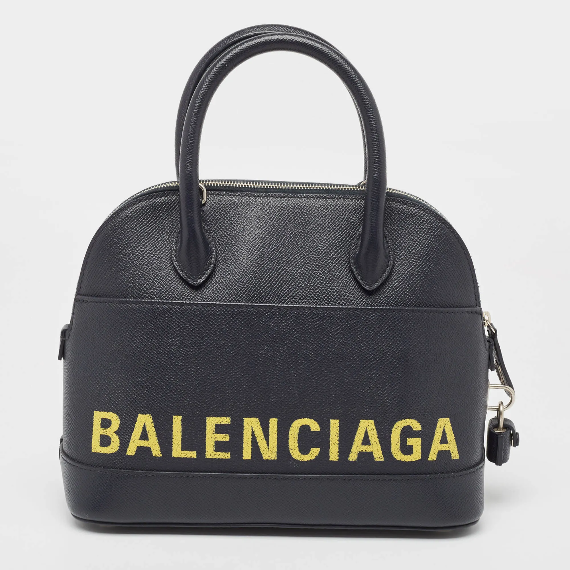 BALENCIAGA Navy Blue Leather Small Ville Bag