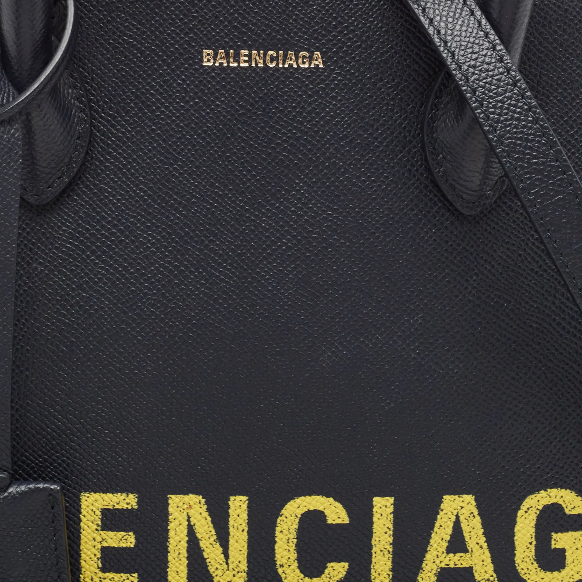 BALENCIAGA Navy Blue Leather Small Ville Bag