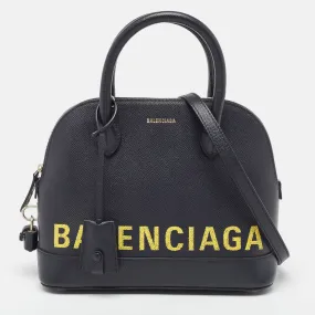 BALENCIAGA Navy Blue Leather Small Ville Bag