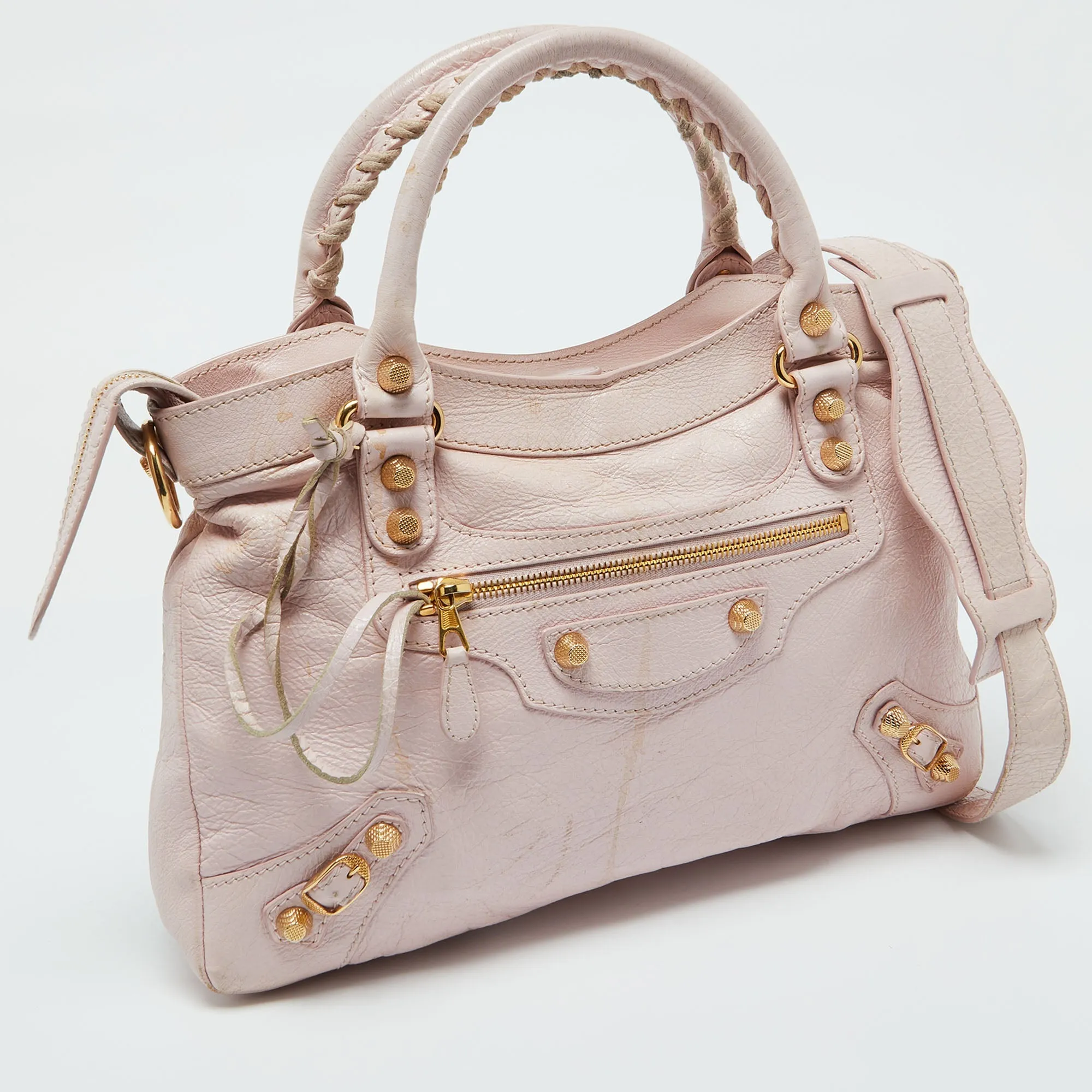 BALENCIAGA Rouse Poudre Leather RGH Town Bag