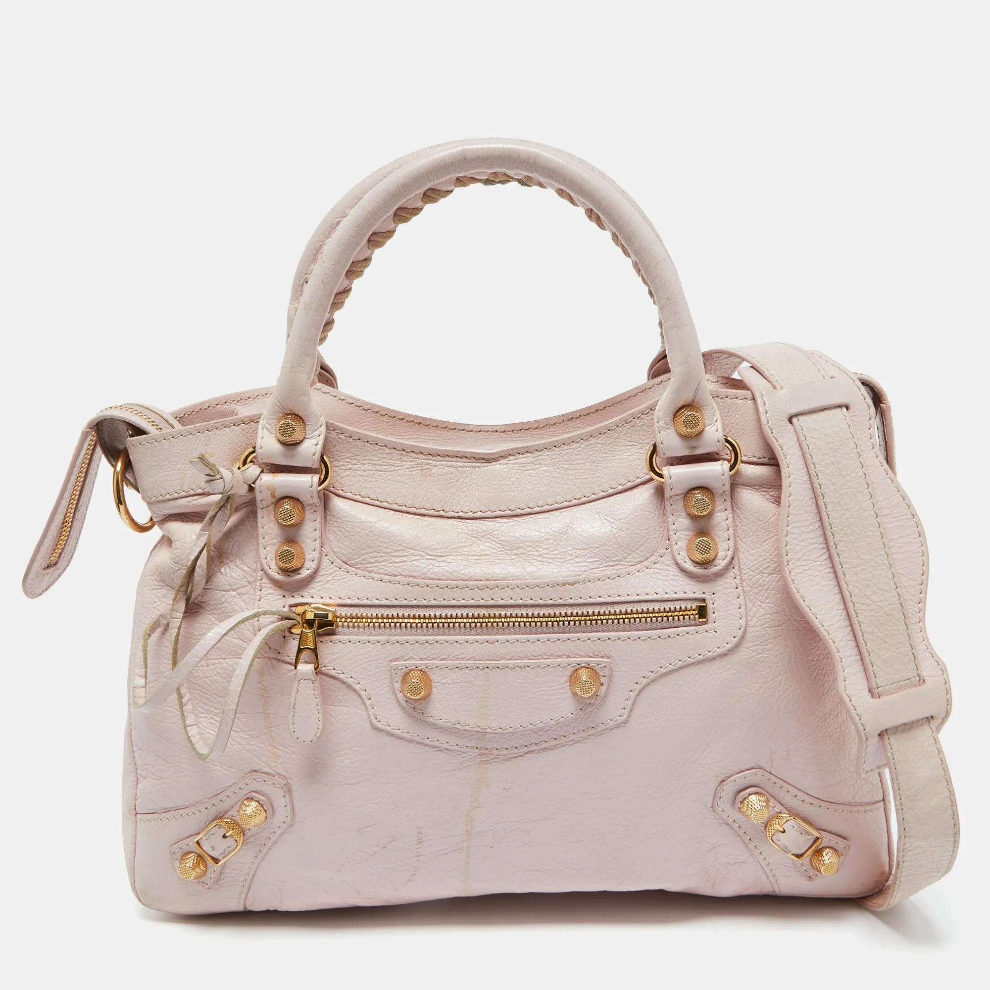 BALENCIAGA Rouse Poudre Leather RGH Town Bag