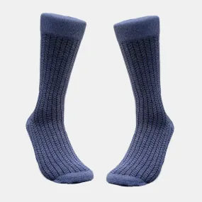 Blue Intricate Patterned Office Socks (Adult Large - Men's Shoe Sizes 8-12)