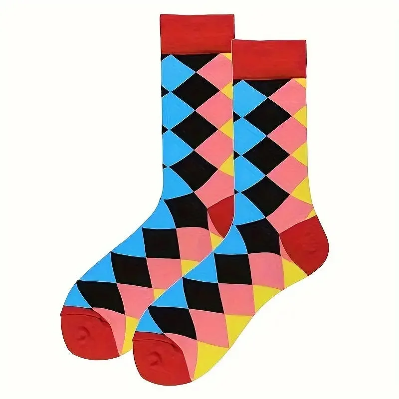 Bright Argyle Patterned Socks from the Sock Panda (Adult Large - Men's Shoe Sizes 8-12)