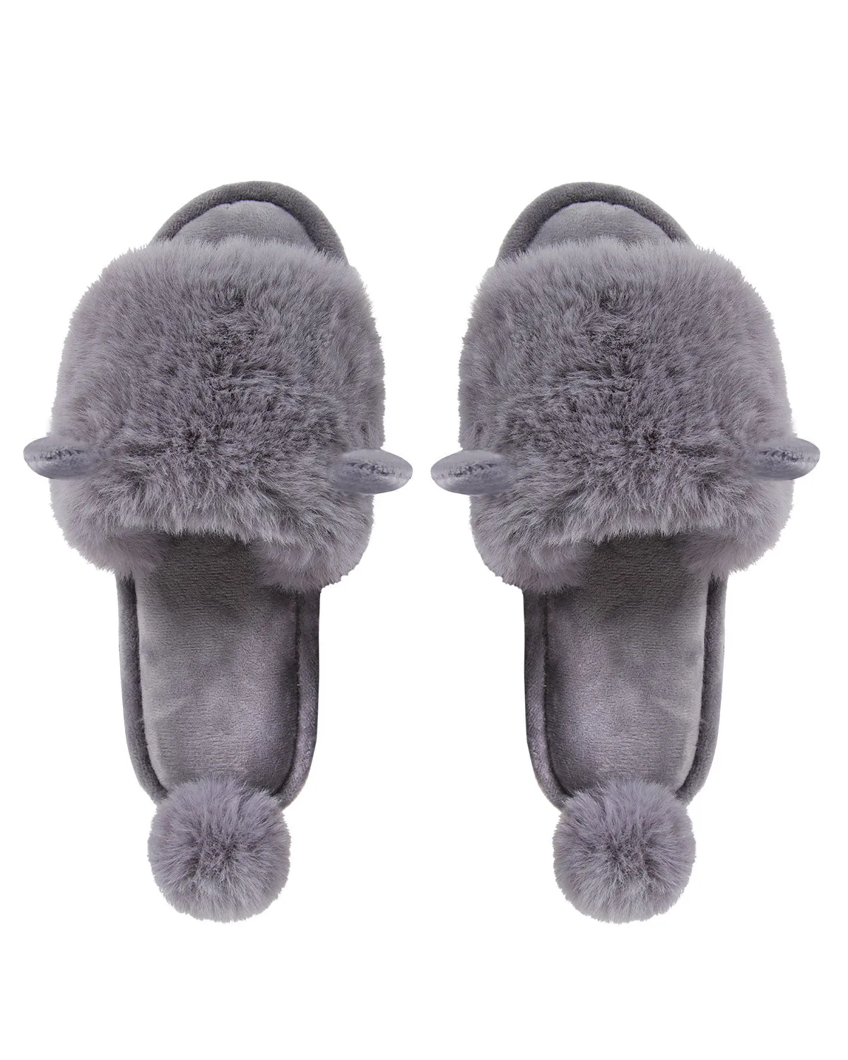 Bunny Hop Pom-Pom Open Toe Plush Slippers