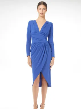 Carla Ruiz Blue Midi Wrap Dress