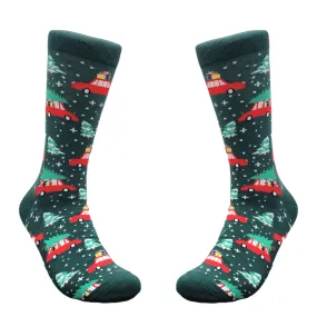 Christmas Tree on a Car Socks from the Sock Panda (Adult Large - Men's Shoe Sizes 8-12)