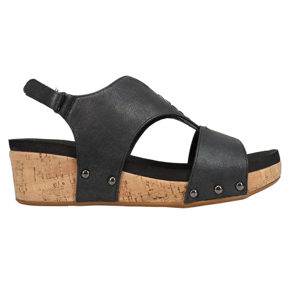 Corkys Women's Refreshing Wedge Sandal - Black 41-0142