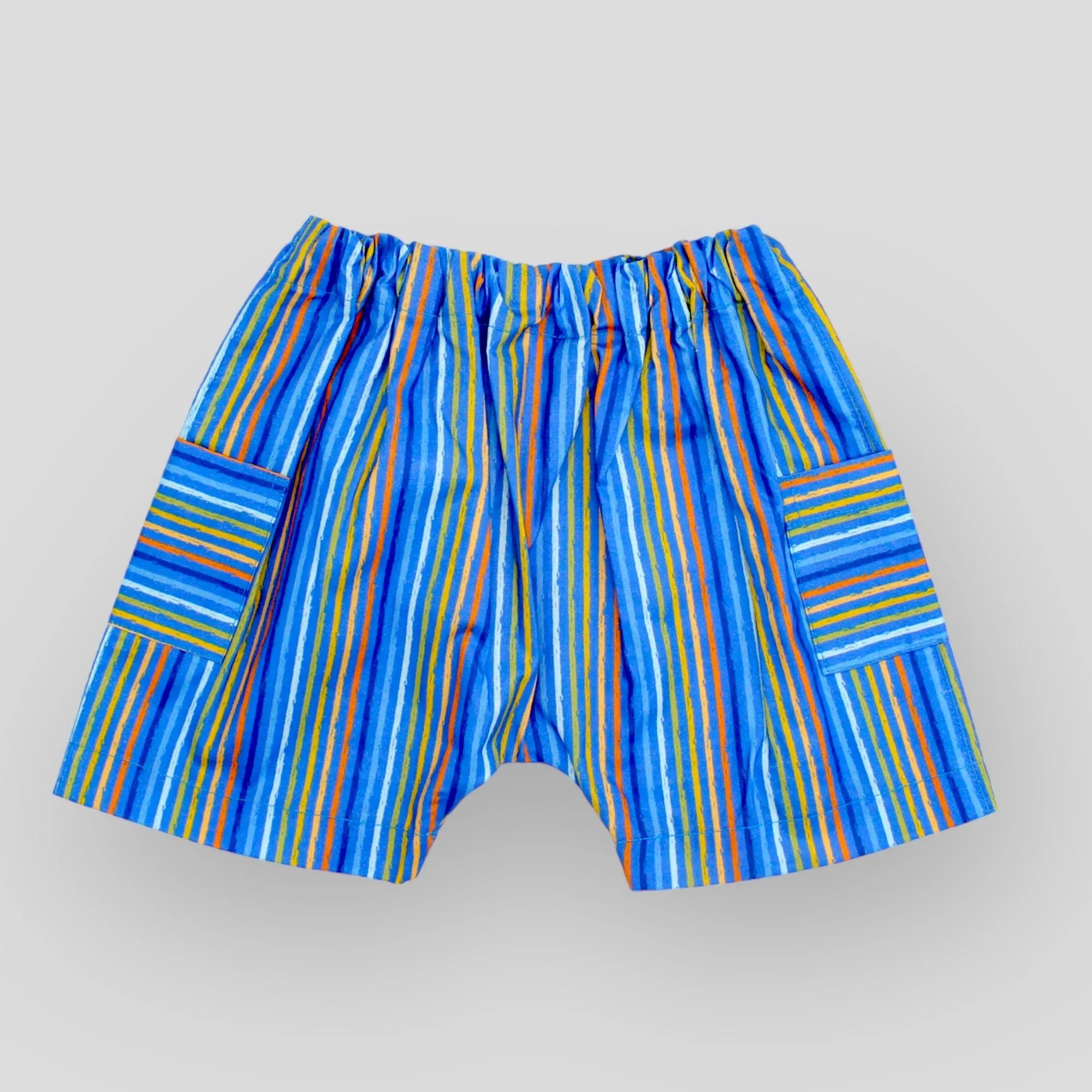 Cotton Blue Lake Stripes Cargo Style Summer Shorts