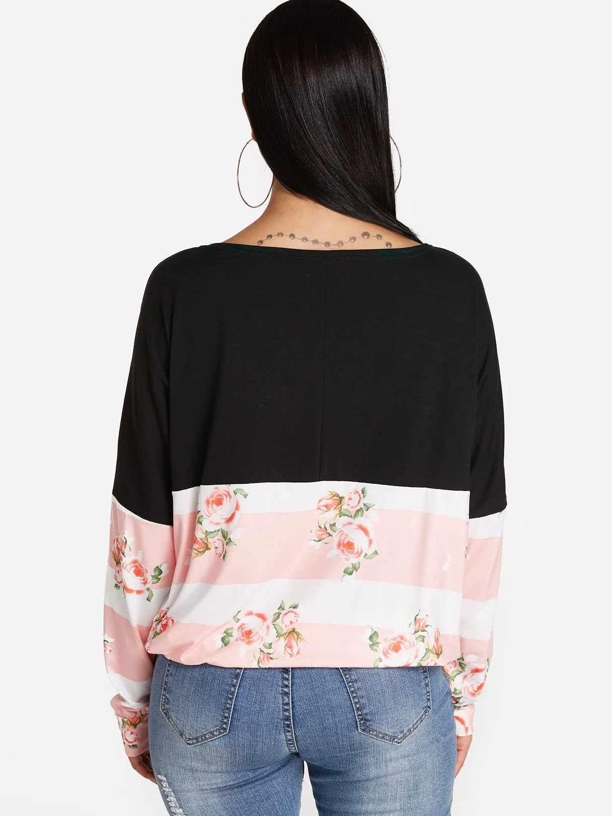 Custom One Shoulder Floral Print Long Sleeve T-Shirts