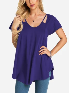 Custom Round Neck Plain Cut Out Short Sleeve Top