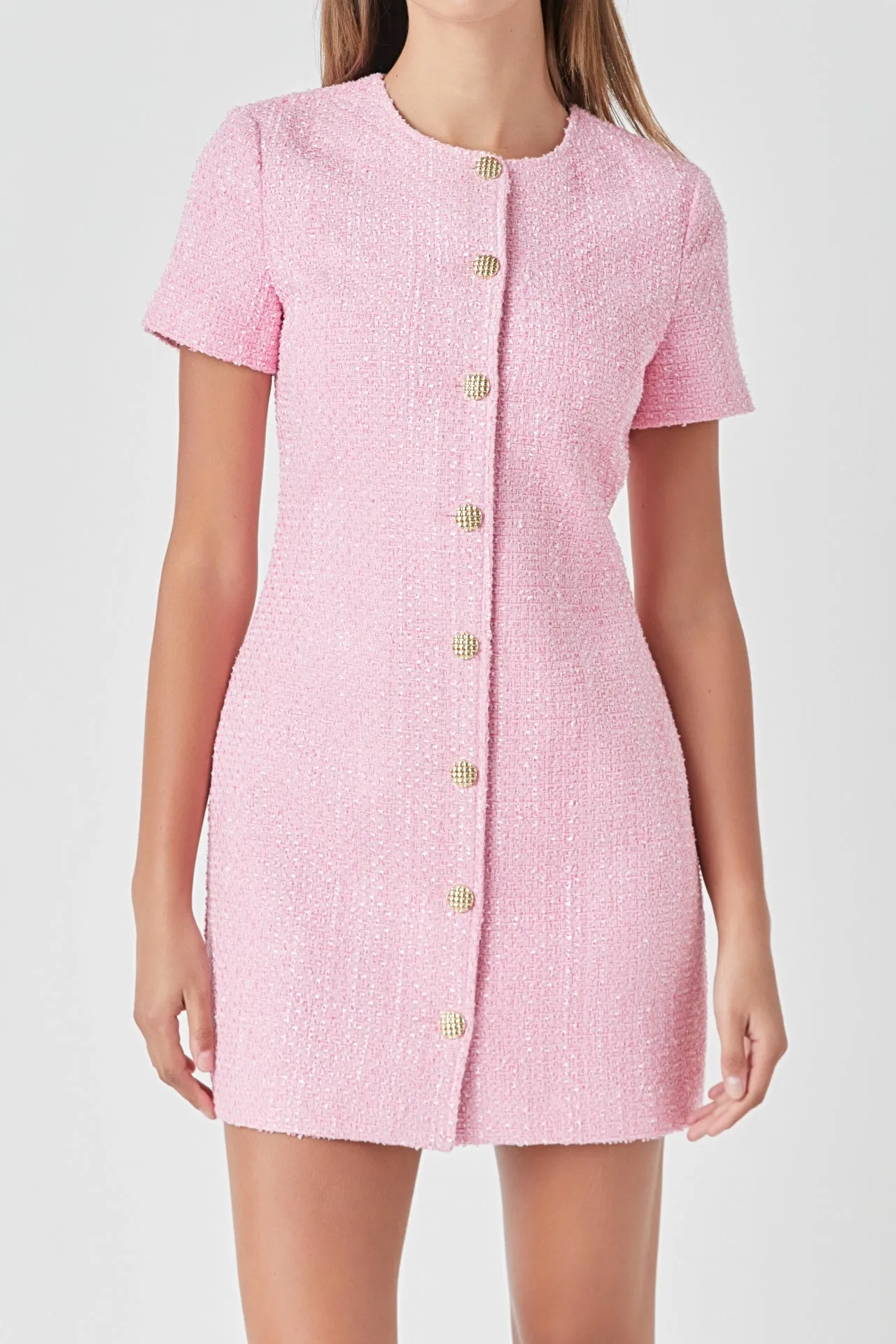 Endless Rose - Short Sleeve Tweed Dress