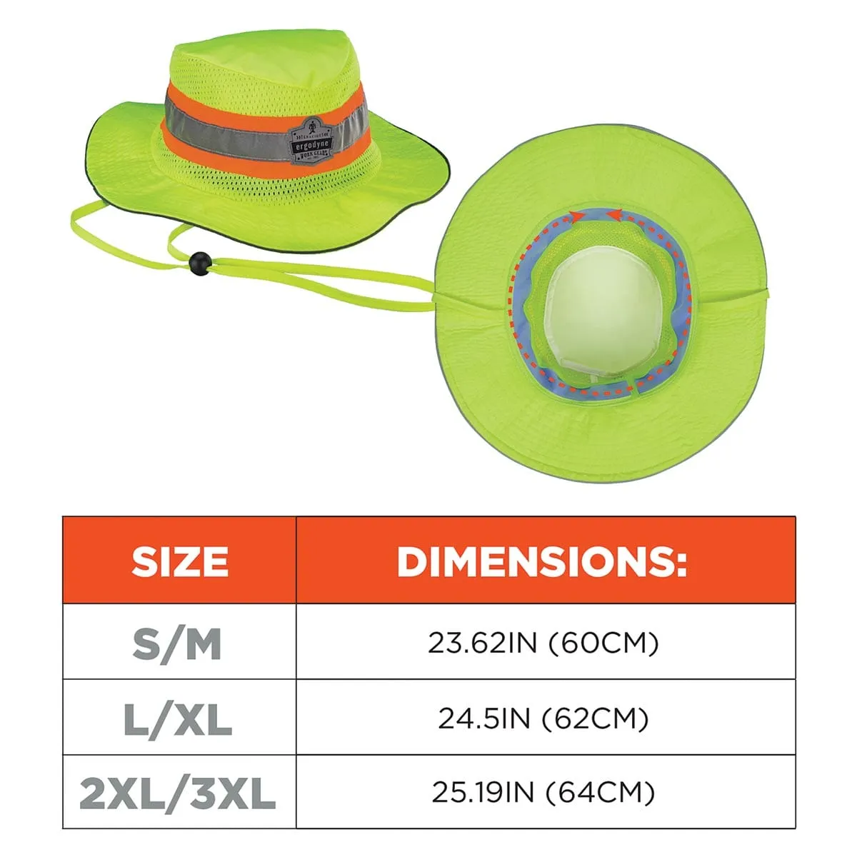 Ergodyne Chill-Its 8935CT Enhanced Visibility Evaporative Hi-Vis Ranger Hat