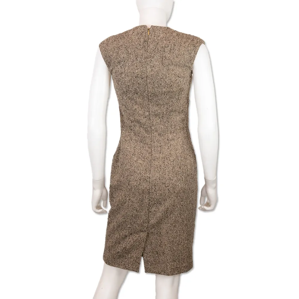 Fendi Brown Tweed Sleeveless Midi Dress