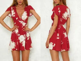 FLORAL WRAP MINI DRESS