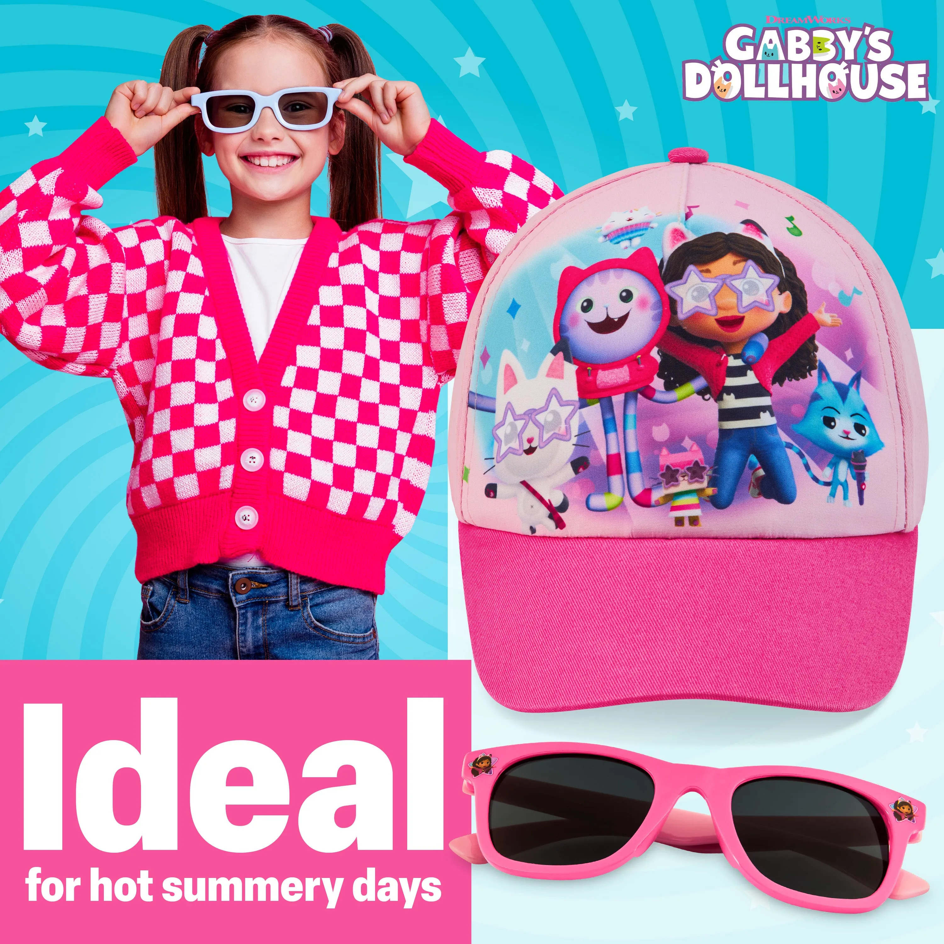 Gabby's Dollhouse Girls Sunglasses and Baseball Cap Set