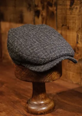 Geary Flat Cap - Dark Grey & Green Check Harris Tweed