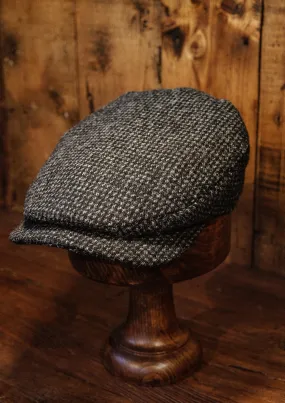 Geary Flat Cap - Dark Grey Harris Tweed