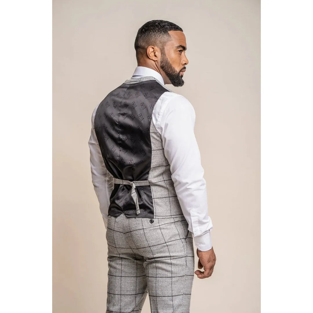 Ghost - Men's Grey Tweed Checked Waistcoat