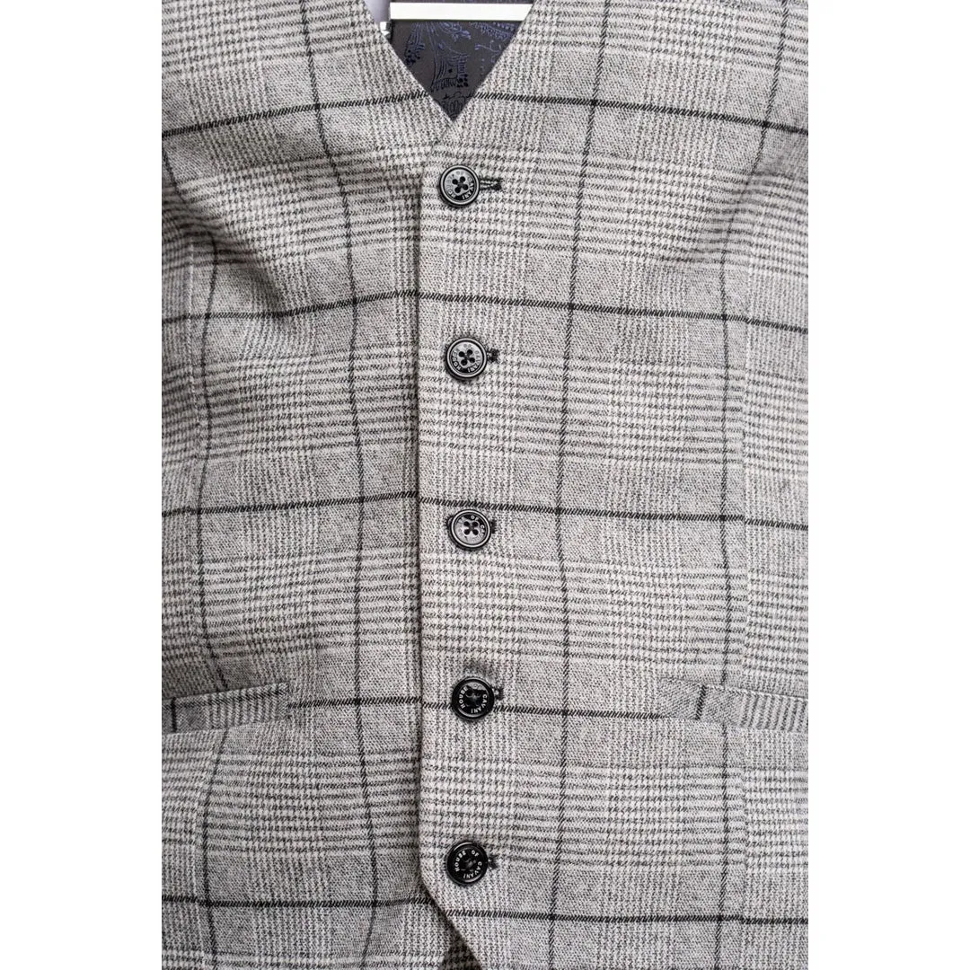 Ghost - Men's Grey Tweed Checked Waistcoat