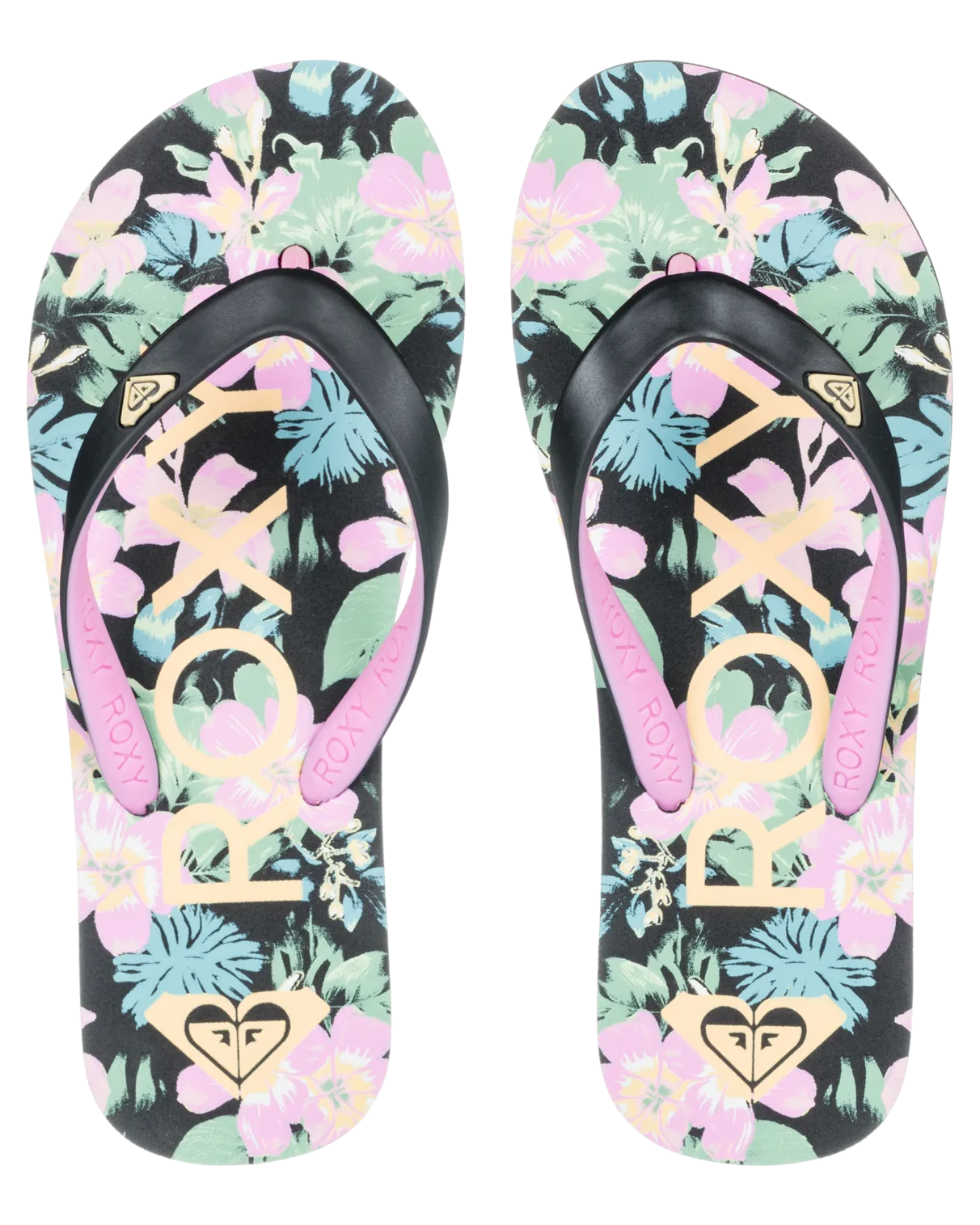 Girls Tahiti VII Flip Flops in Black & Pink Stencil