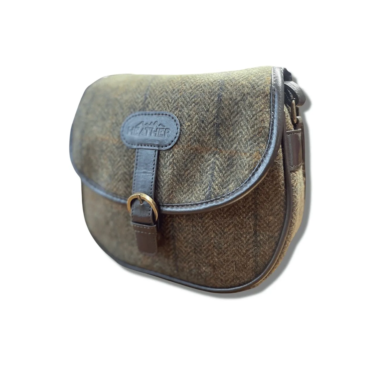 Gorse Green Tweed Cross Body Saddle Bag