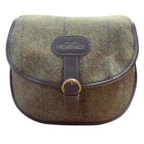 Gorse Green Tweed Cross Body Saddle Bag