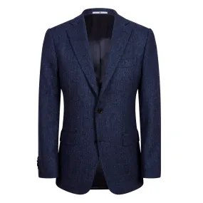 HENRY SARTORIAL Plain Tweed Blazer PLAIN BLUE