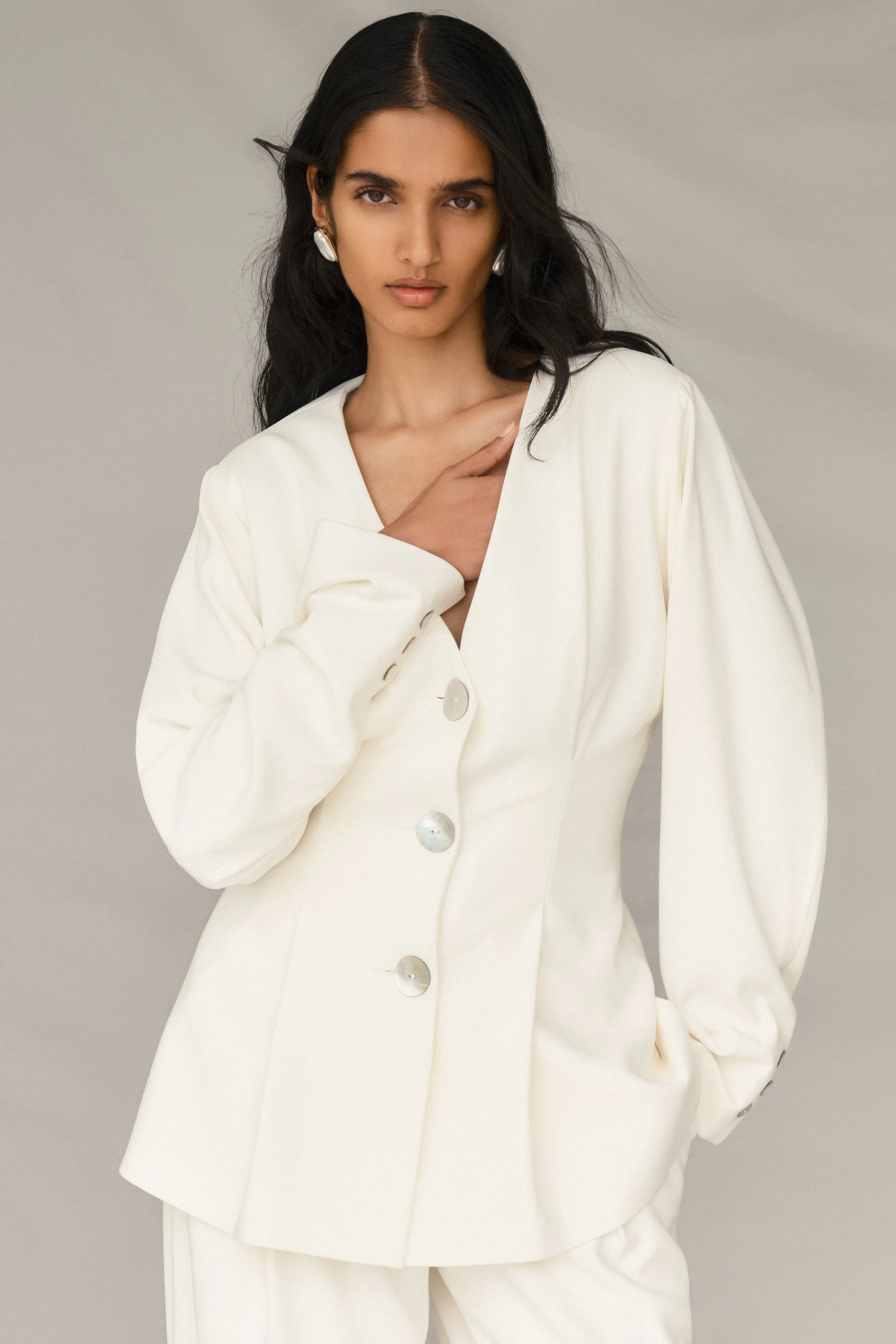 Kendall Balloon Sleeve Jacket - Ivory