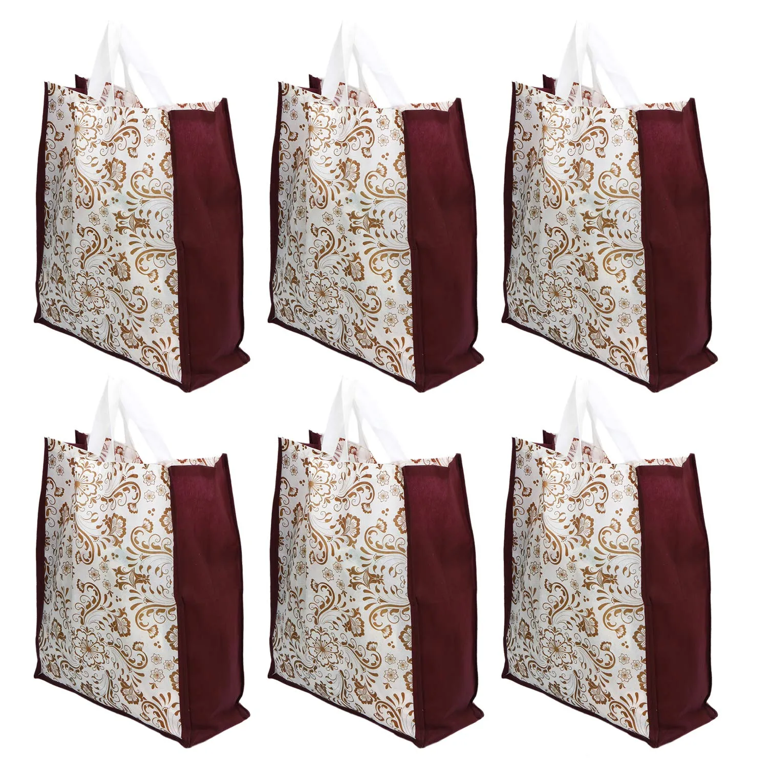 Kuber Industries 24 Pieces Non Woven Eco-Friendly Reusable Multipurpose Shopping Carry Bags (Maroon) - CTKTC30833