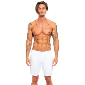 Linen Slim Fit Shorts - White