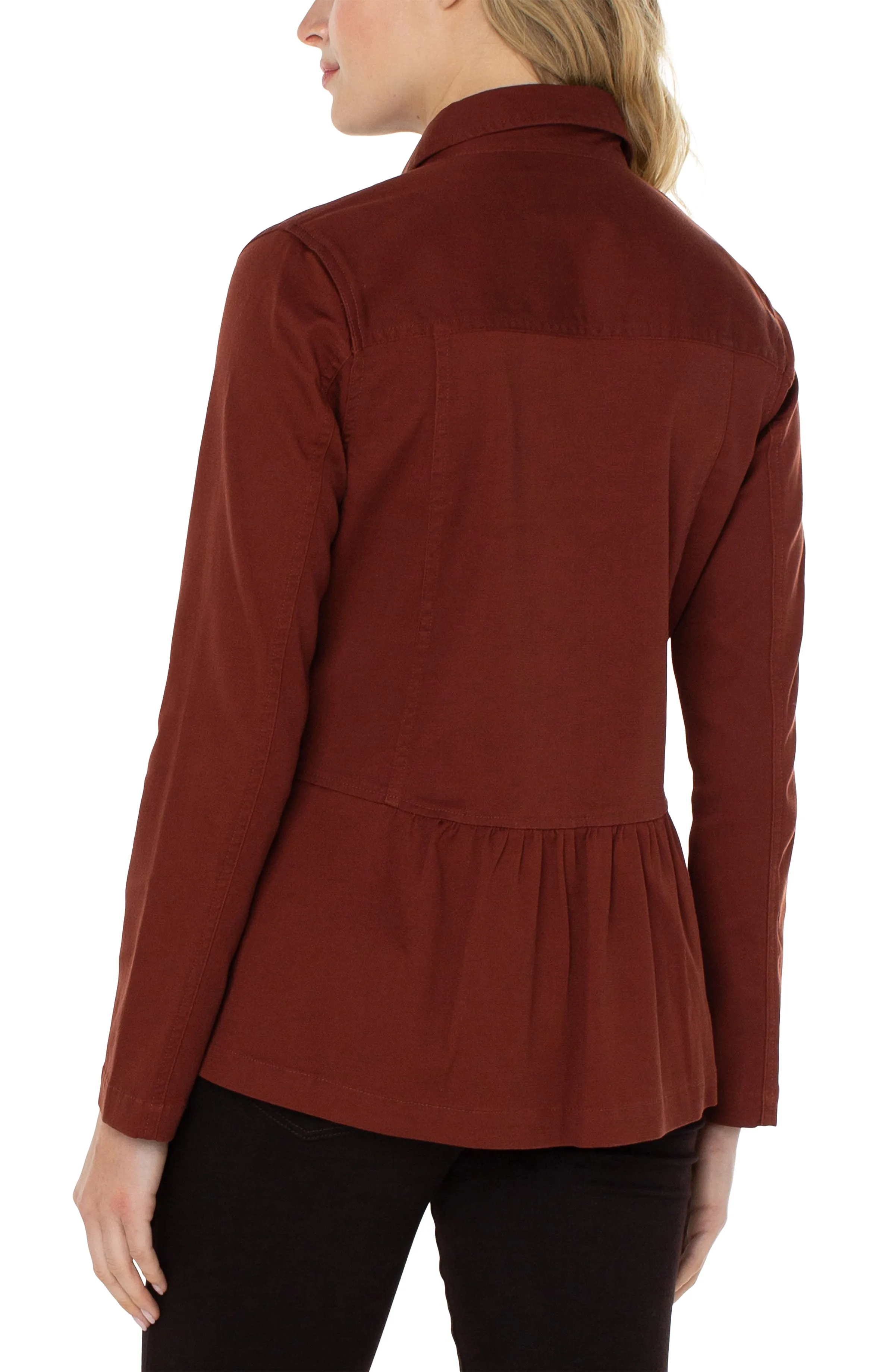 Liverpool Peplum Hem Shacket (Brunette)