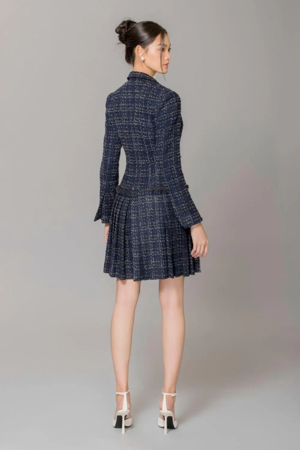 Milana A-line Double Breasted Tweed Above The Knee Dress