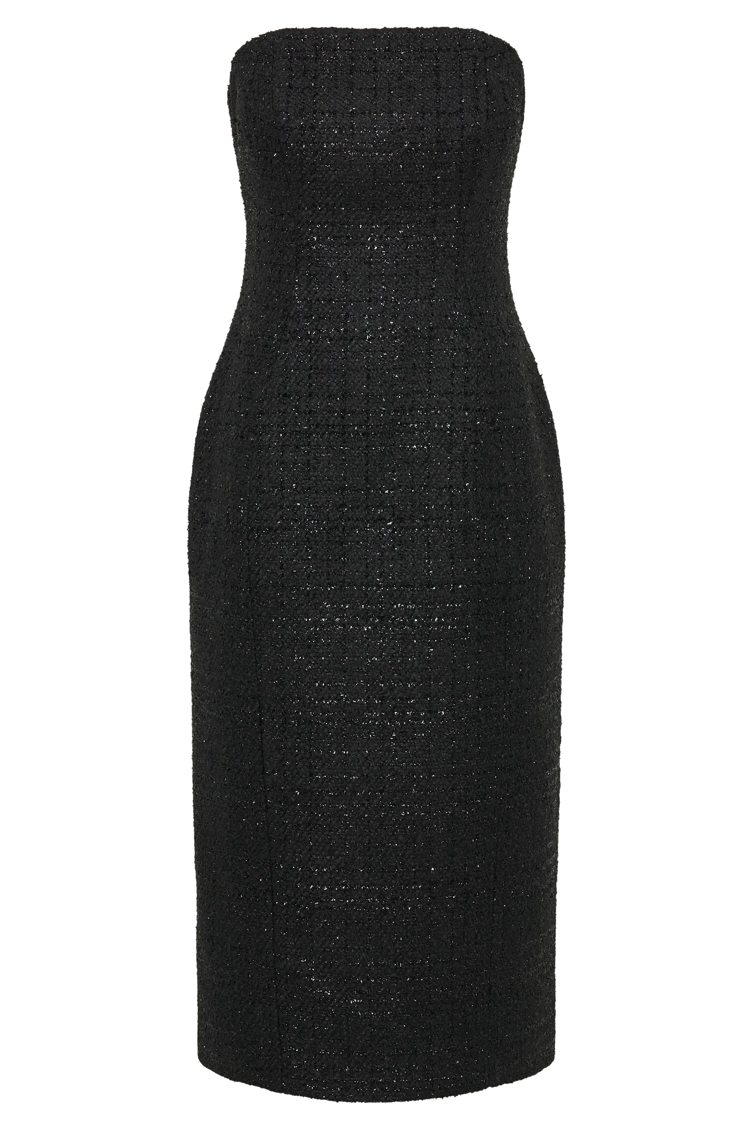 Monet Tweed Strapless Midi Dress - Black