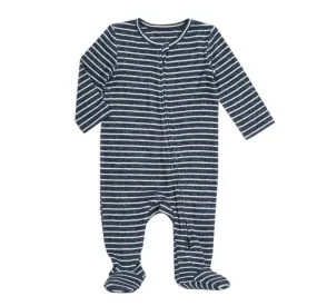 Navy Stripes Zip Footie