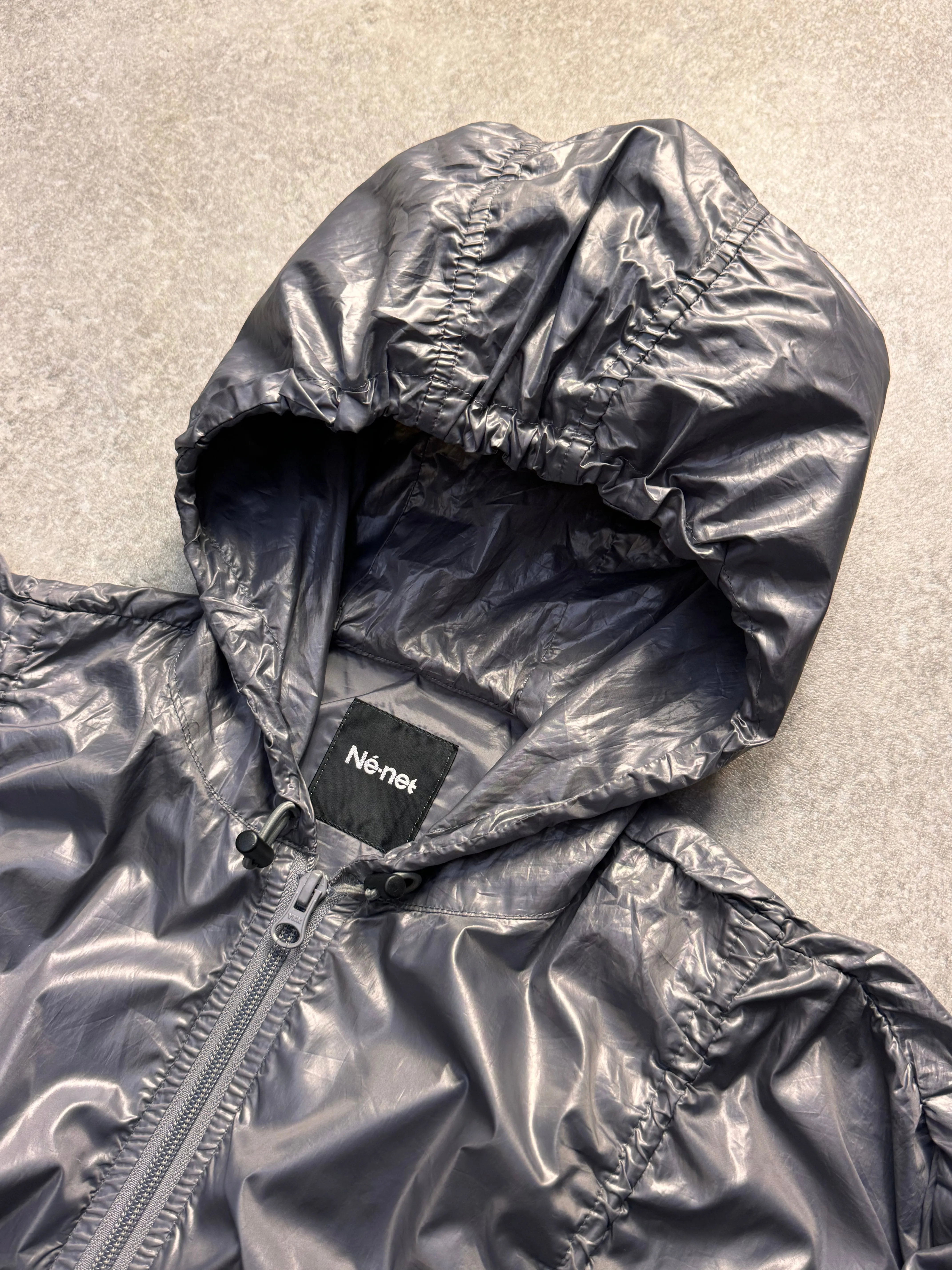 Ne-net Issey Miyake Grey Hooded Windbreaker Jacket