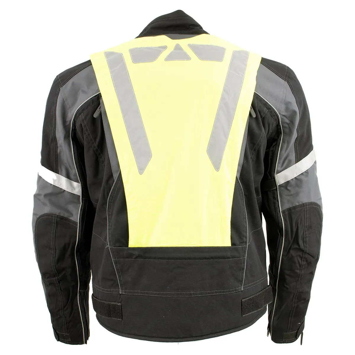 NexGen SH2325 Men's Armored Two in One Textile and Mesh Racing Jacket with Retractable Hi Viz Protection