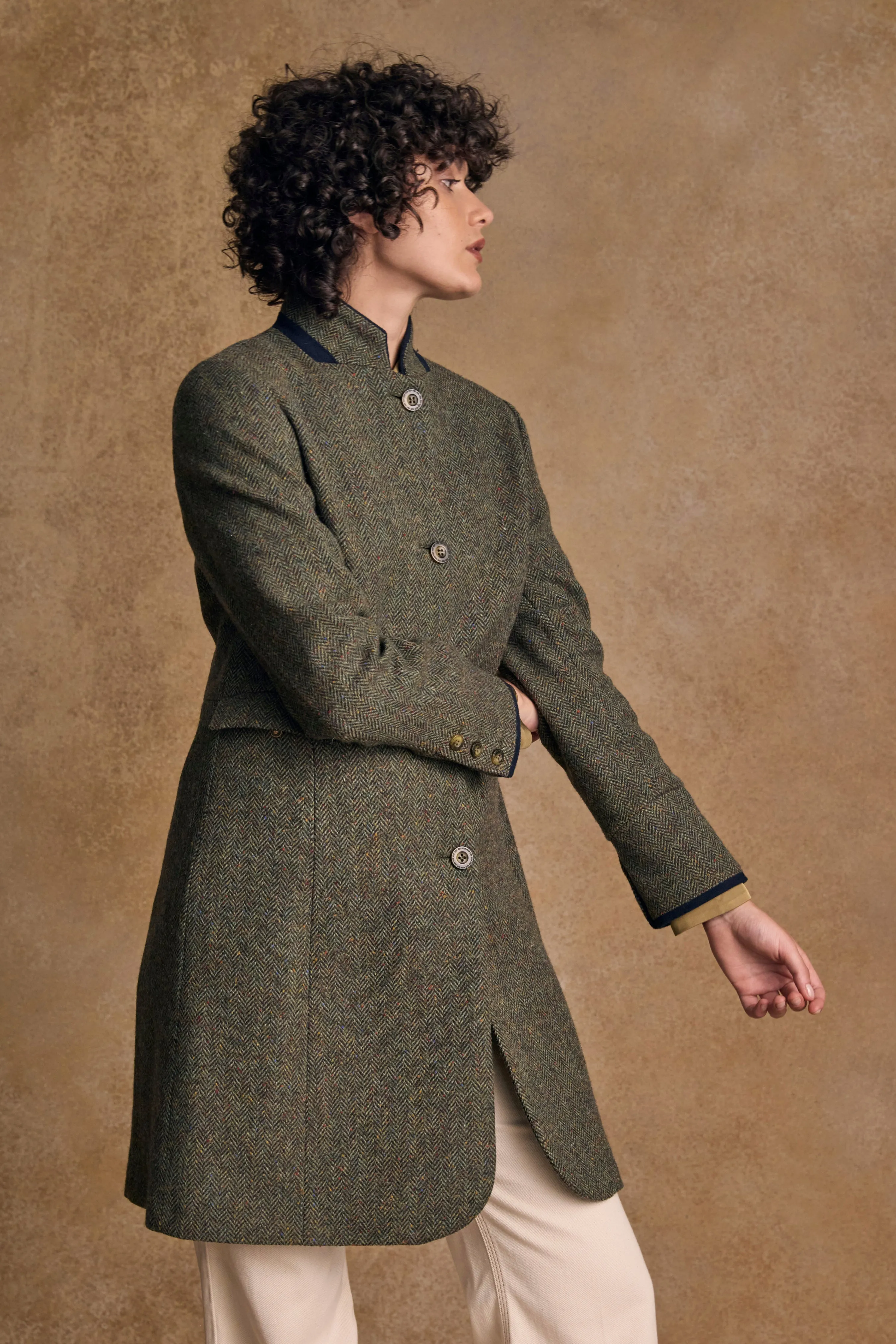 Pamela Tweed Coat - Donegal Green Fleck