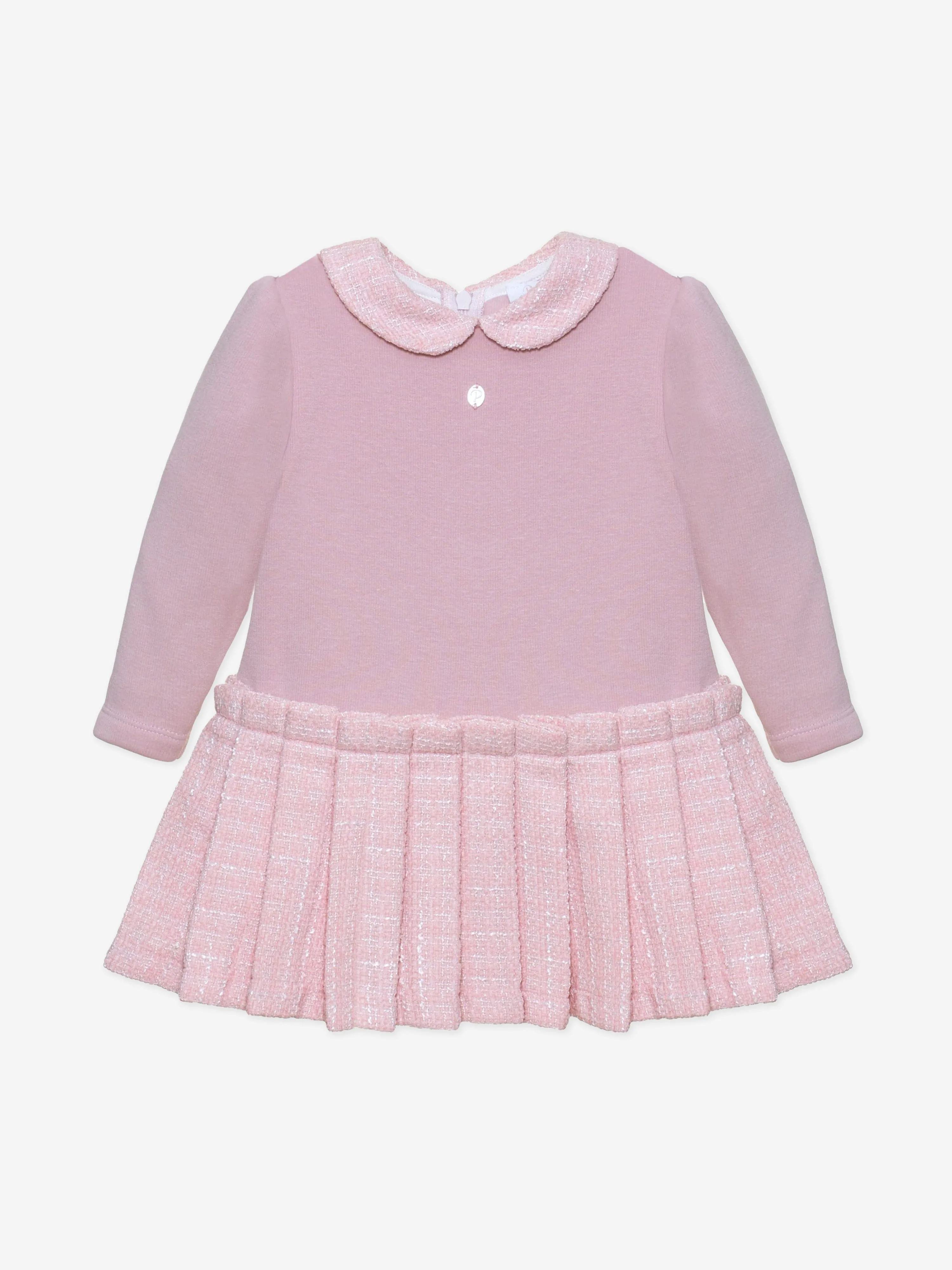 Patachou Baby Girls Jersey and Tweed Dress in Pink