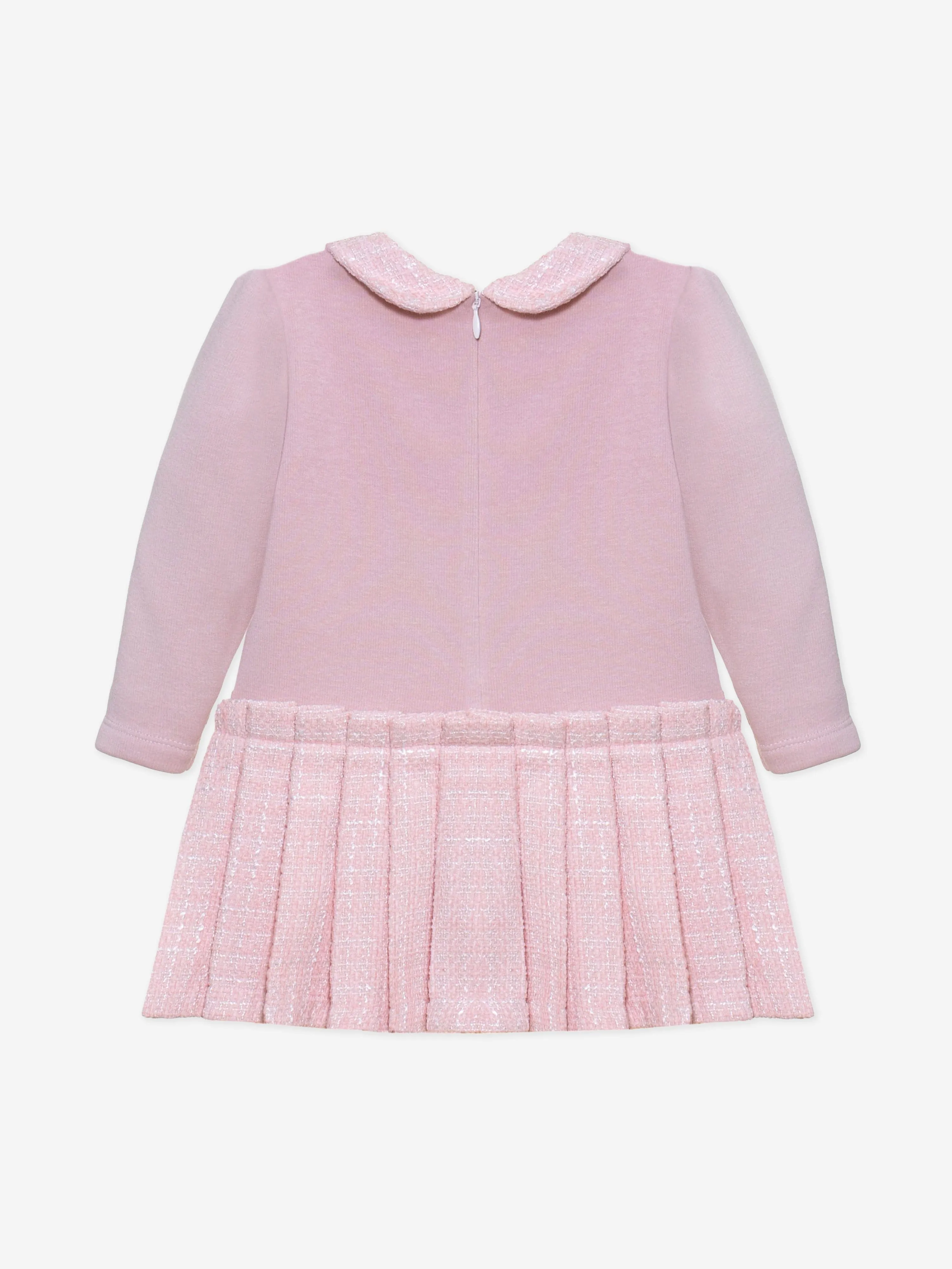 Patachou Baby Girls Jersey and Tweed Dress in Pink