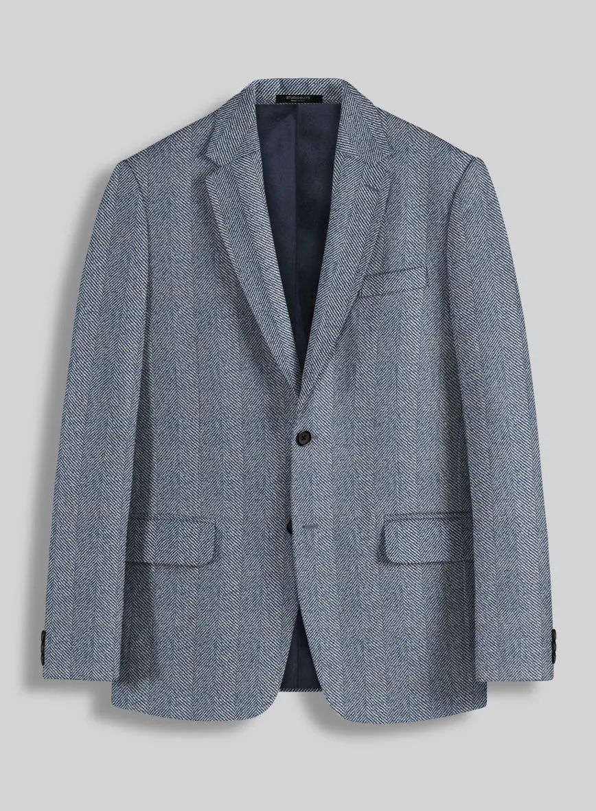 Sartori Anselmo Blue Herringbone Soft Tweed Suit