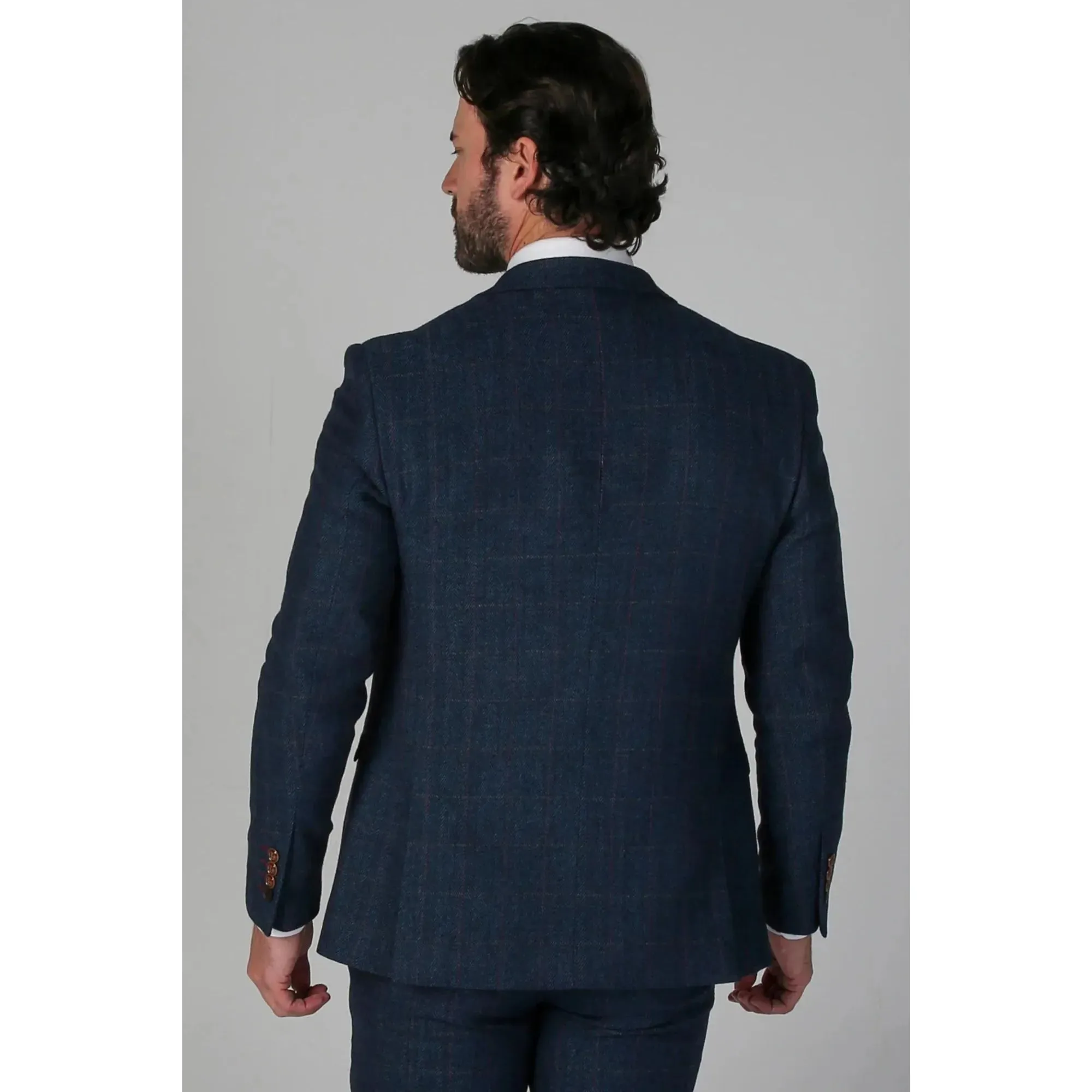 Scott - Men's Blue Tweed Checked Blazer