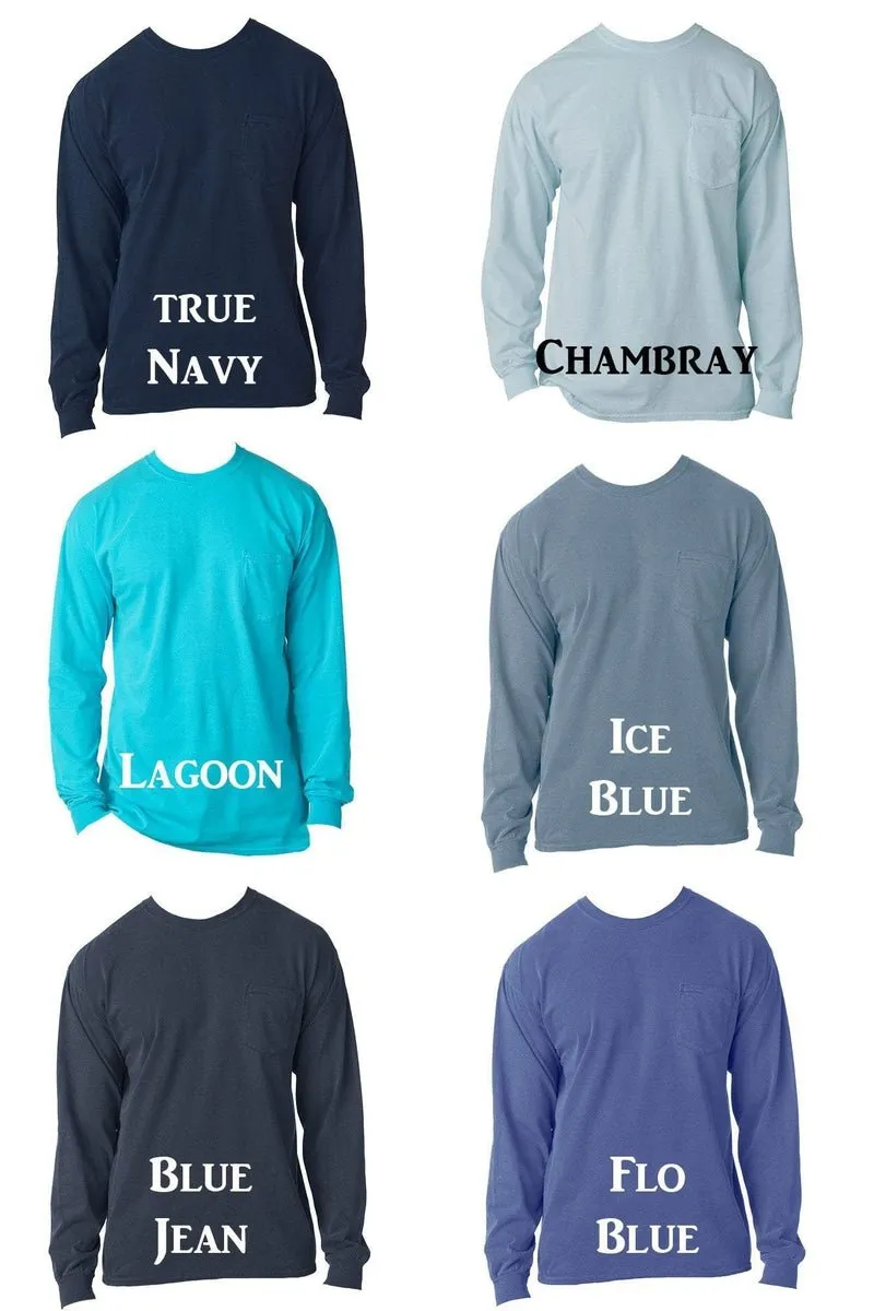 Shades of Blue Comfort Colors Long Sleeve Pocket Tee *Personalize It