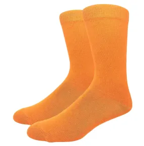 Solid Color Crew Cotton Dress Socks - Tangerine