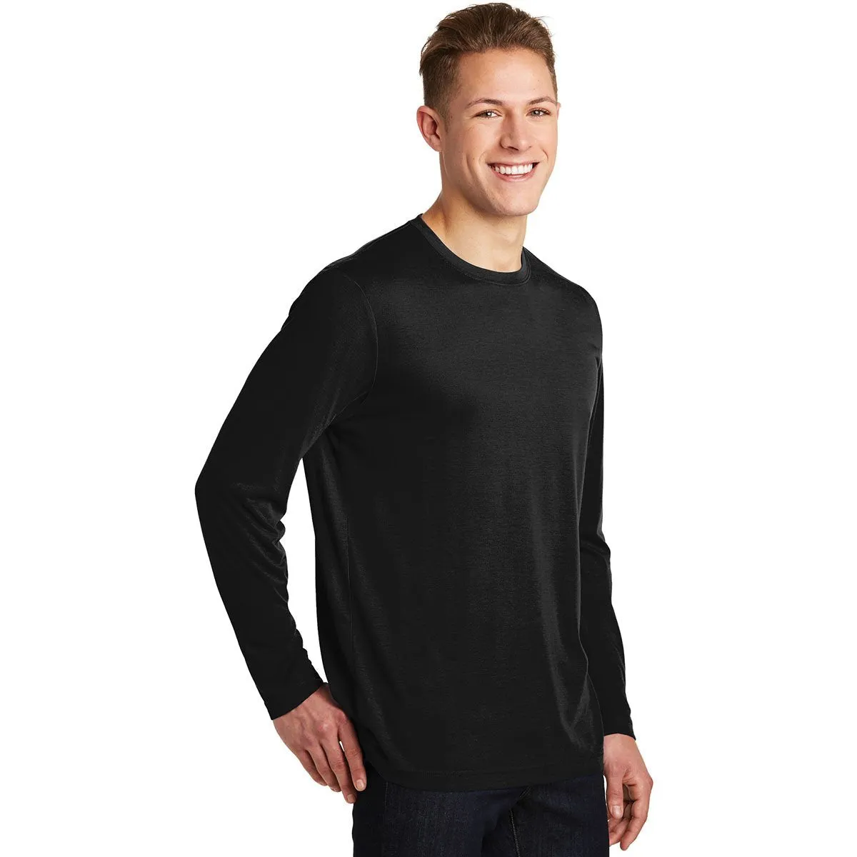 Sport-Tek Men's Black Long Sleeve PosiCharge Competitor Cotton Touch Tee