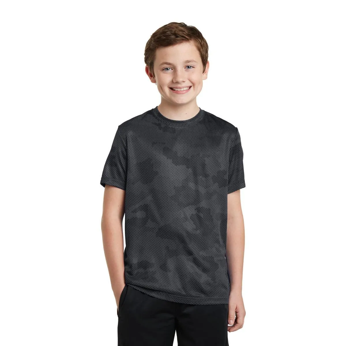 Sport-Tek Youth Iron Grey CamoHex Tee