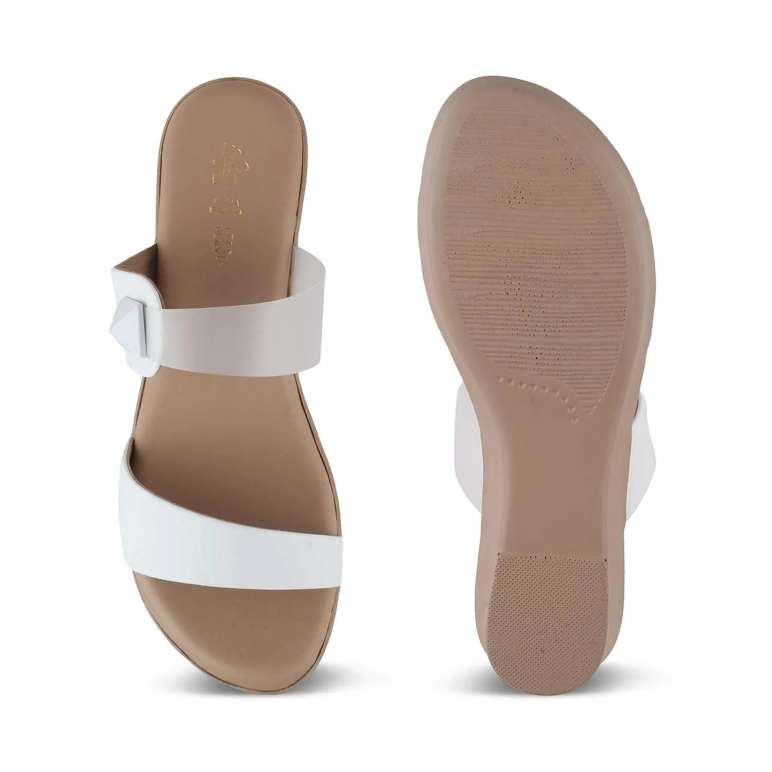 The Vios White Women's Dress Wedge Sandals Tresmode