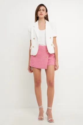 Tweed Double Buttoned Wrap Skort