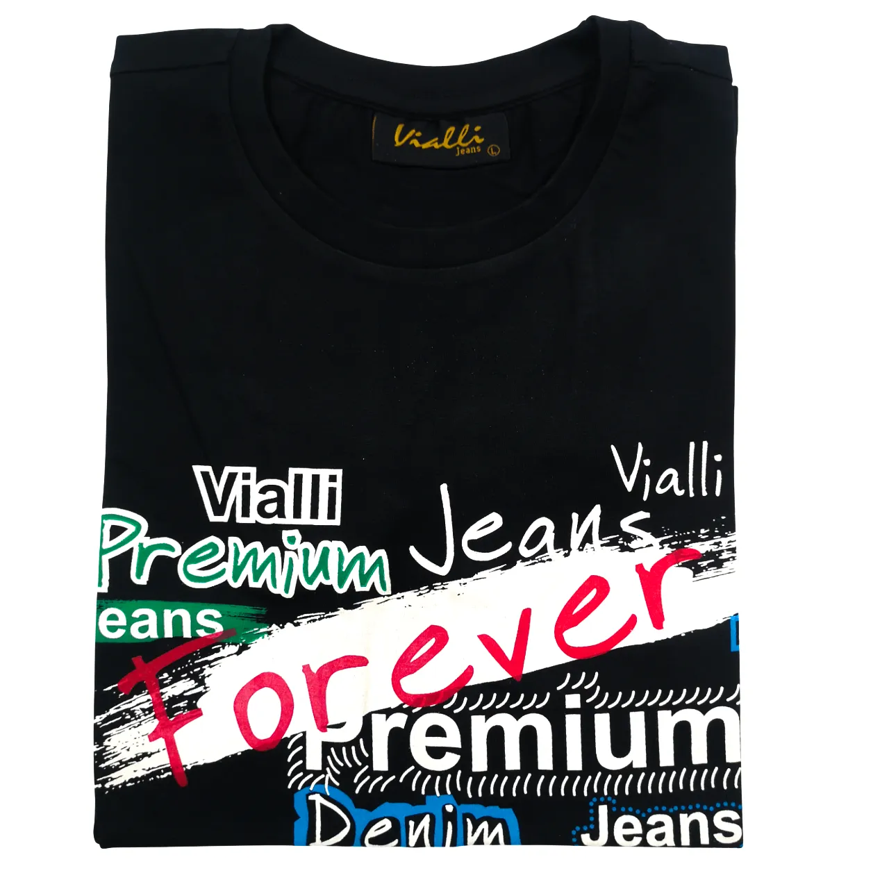 Vialli Logo Fashion Icon  LALLA Black T-Shirt