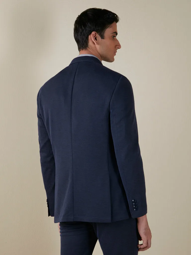 WES Formals Navy Slim-Fit Cotton Blazer